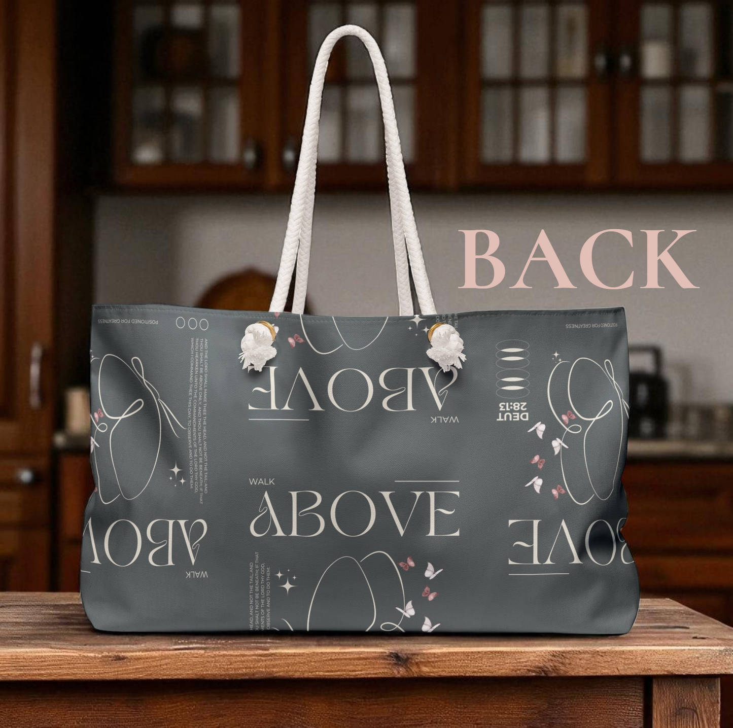 Travel Tote -Grey - Christian Inspirational Weekend Tote Bag Carryall