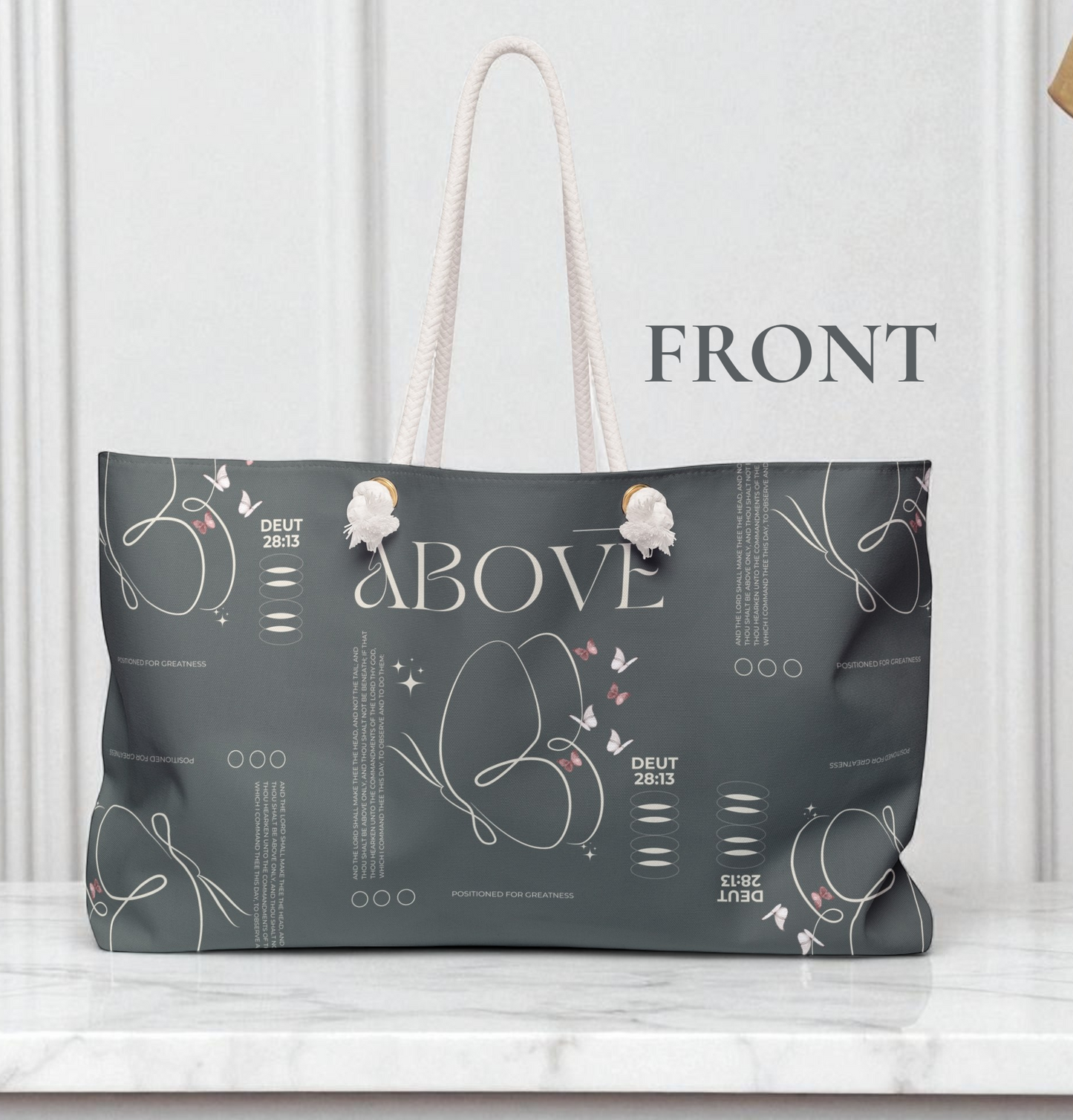 Travel Tote -Grey - Christian Inspirational Weekend Tote Bag Carryall