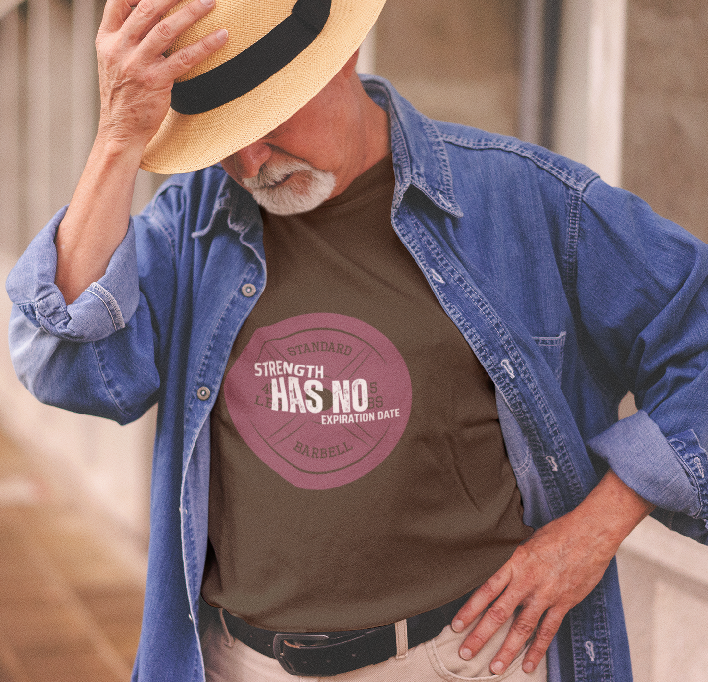 Strength Has No Expiration Date™ Motivational Senior Fitness T-Shirt Active Lifestyle Tee for Strong Ageless Living