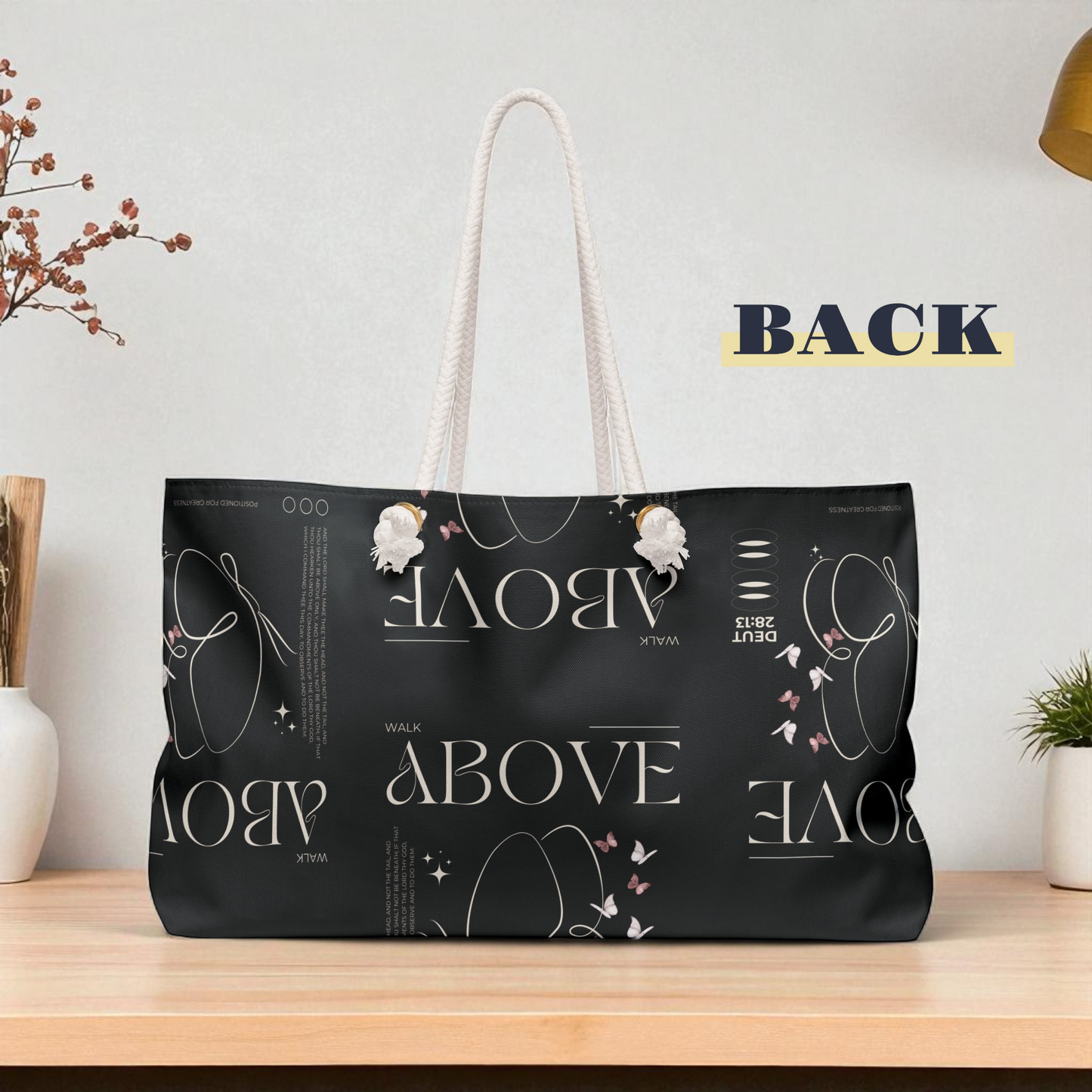 Travel Tote Black Christian Inspirational Weekend Tote Bag Carryall