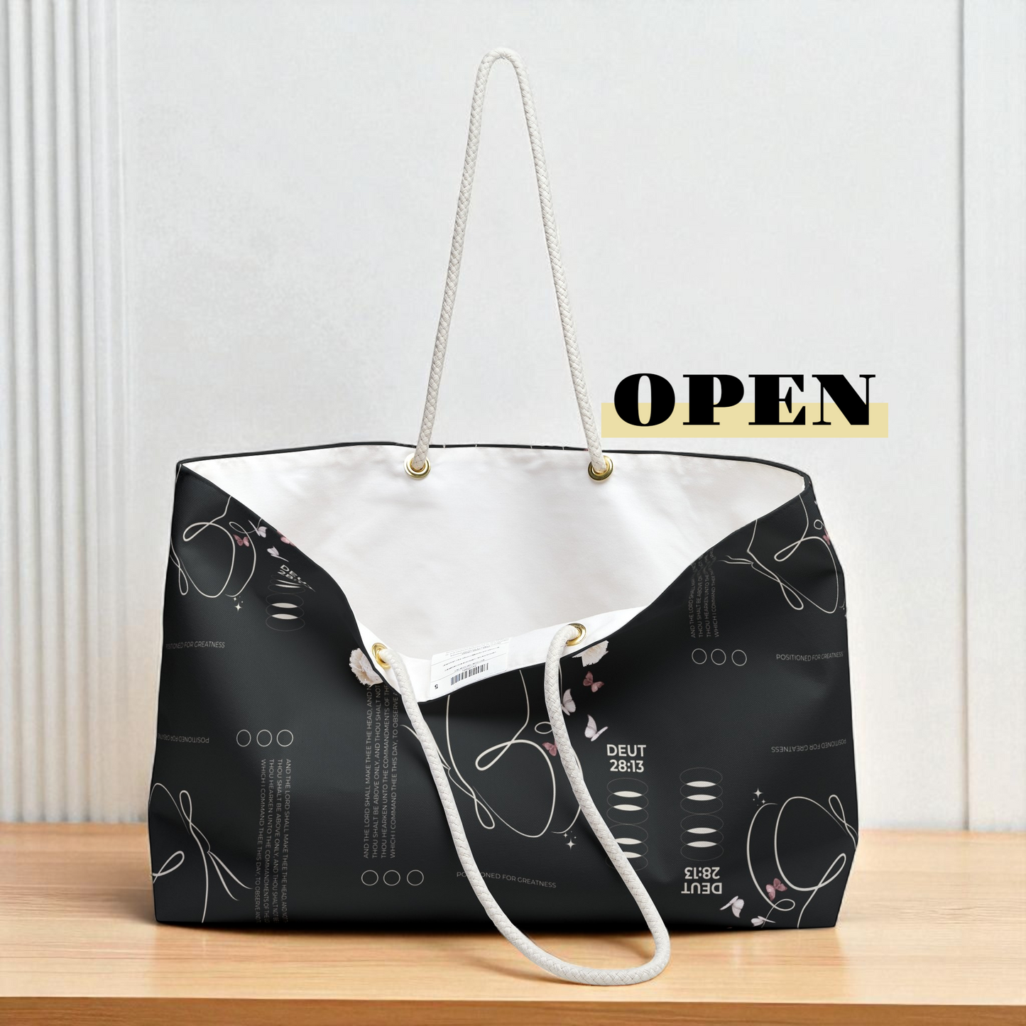 Travel Tote Black Christian Inspirational Weekend Tote Bag Carryall