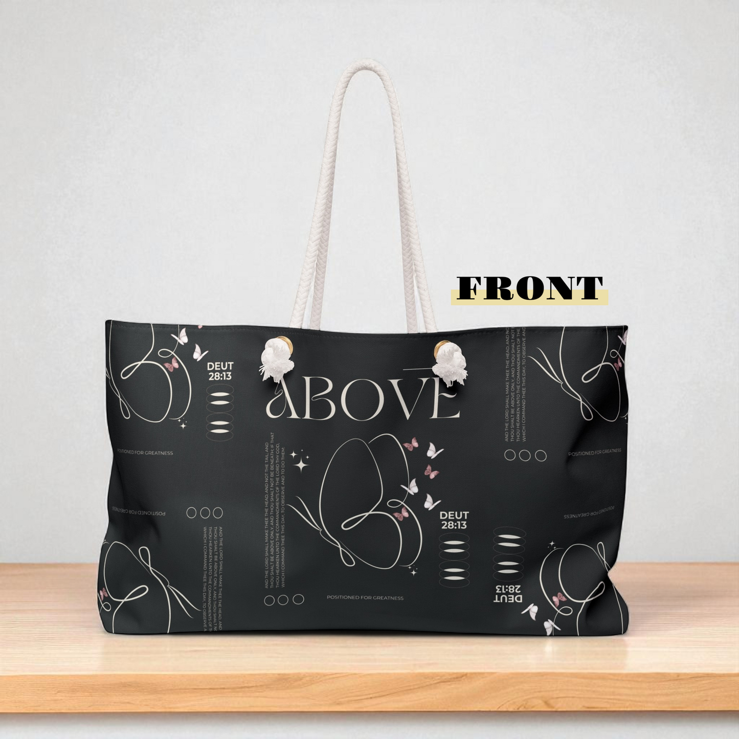 Travel Tote Black Christian Inspirational Weekend Tote Bag Carryall