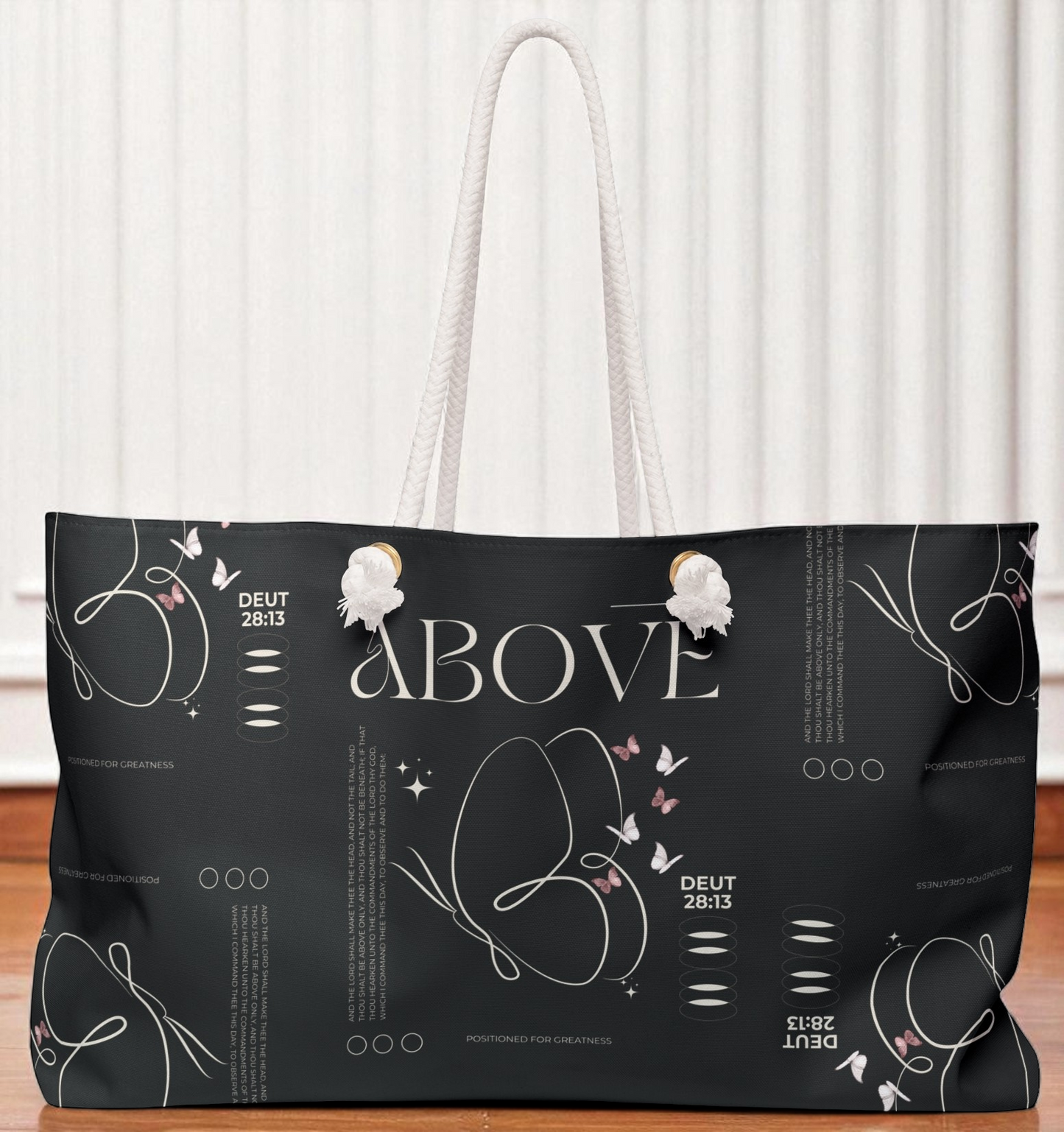 Travel Tote Black Christian Inspirational Weekend Tote Bag Carryall