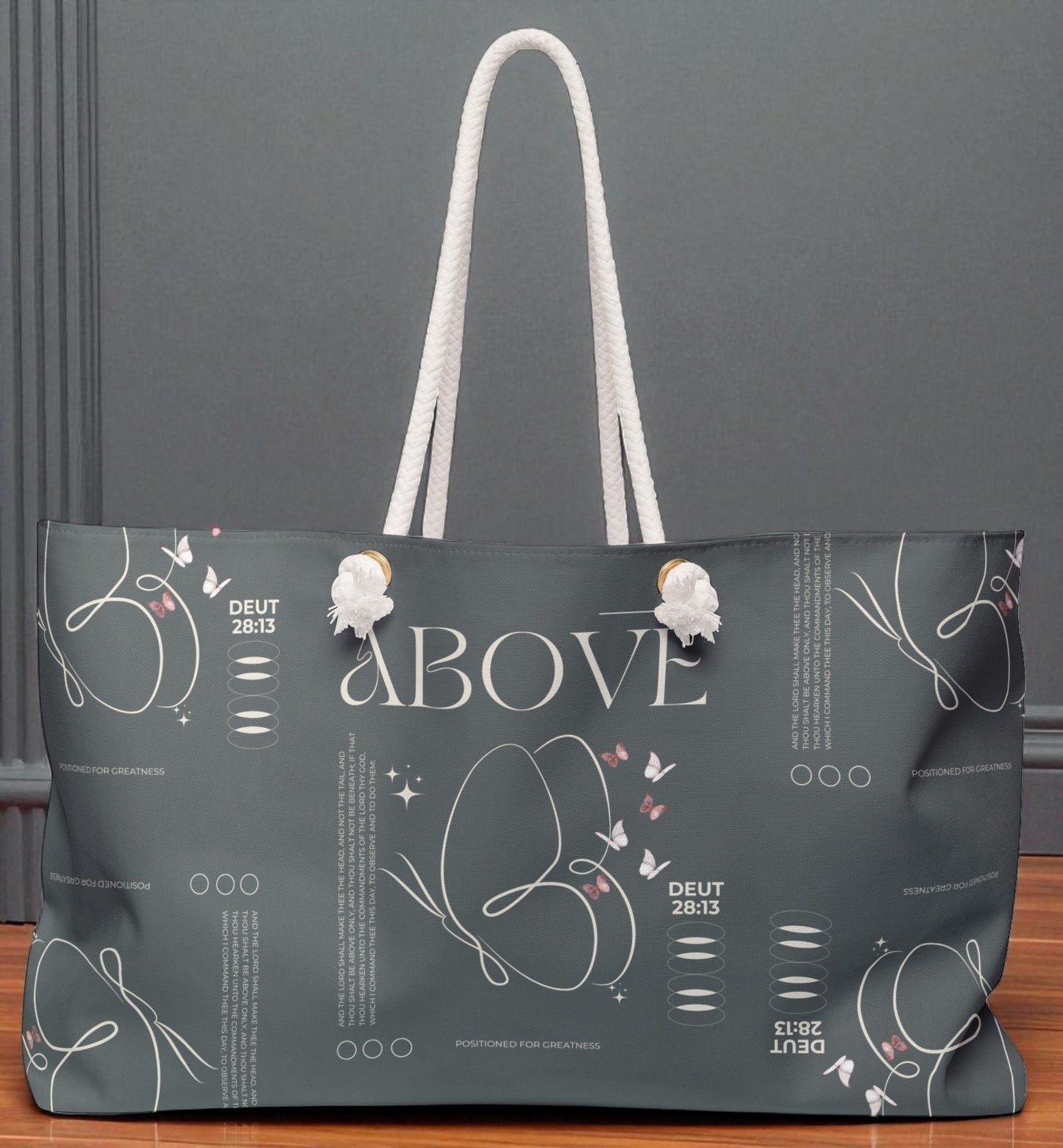 Travel Tote -Grey - Christian Inspirational Weekend Tote Bag Carryall
